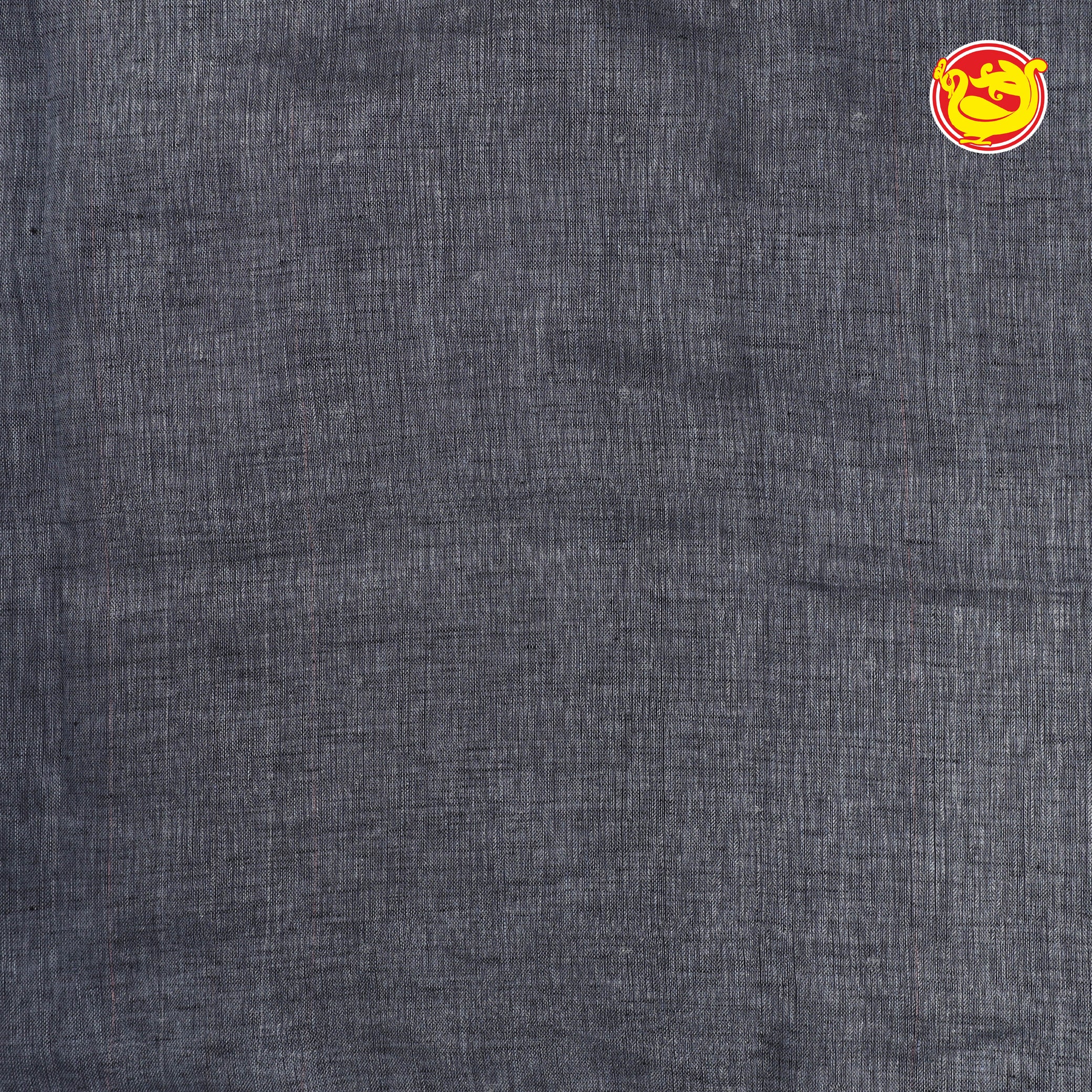 Grey linen saree with hand embroidery