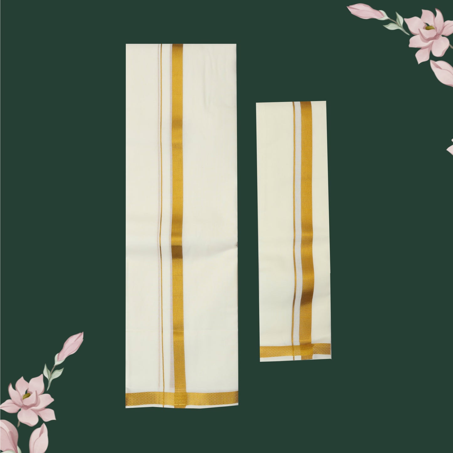 Art Silk  – Men’s Shirt & Dhoti Set  Off -White Colour With Gold  Zari Border