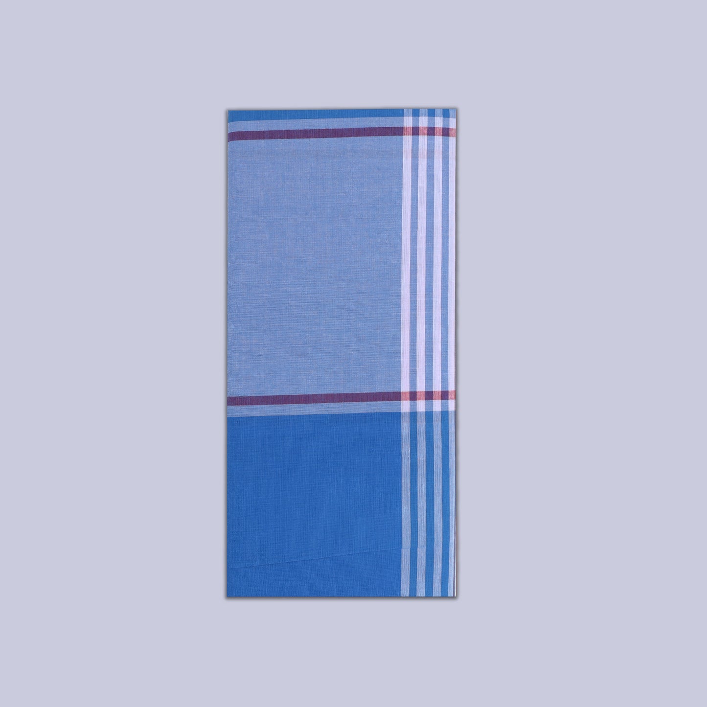 Men’s Royal Blue With Sky Blue Checked Cotton Stitched Lungi