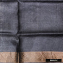 Pure Tussar Silk Saree White and  Grey Shade With Floral Design and Painted Prints and Zari Woven Border