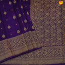 Dark Purple With Floral Motifs Copper Zari Khadi Banarasi Tussar Silk Saree - Thenianantham