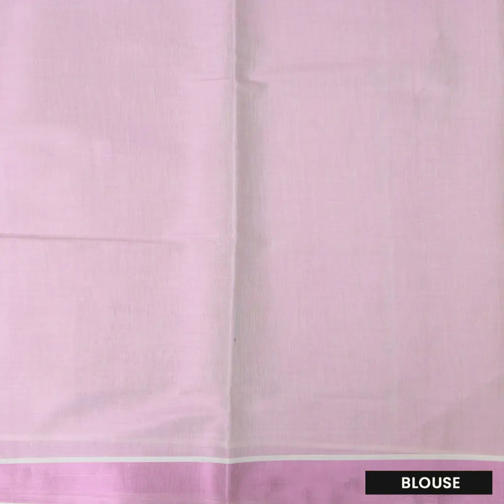 Southloom Exclusive Onam Kerala Traditional Fancy Border Floral Peacock design Cotton Saree (Matching Plain Blouse Included)