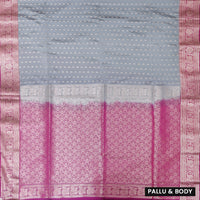 Grey with Pink Soft Silk Saree