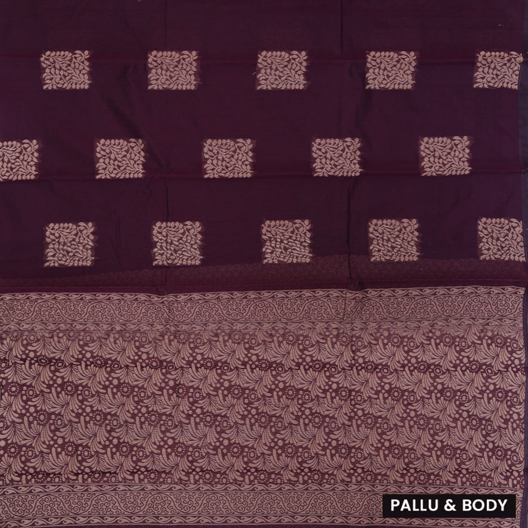 Wine purple With Sandal Zari Silk Cotton Saree