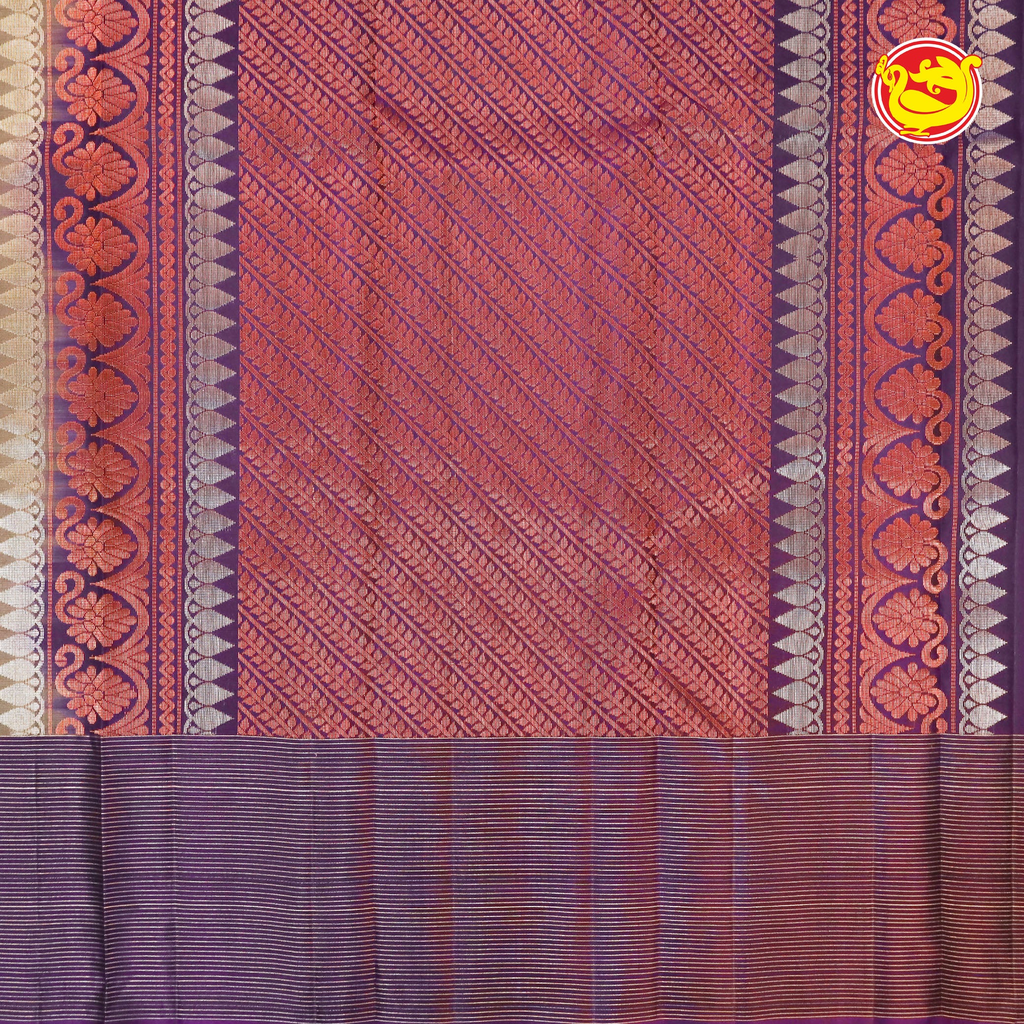 Grey with dark purple soft silk saree