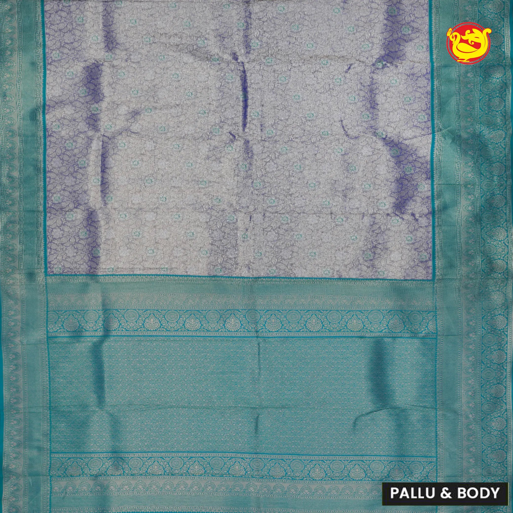 Blue with Rama green Tissue Semi Silk Saree