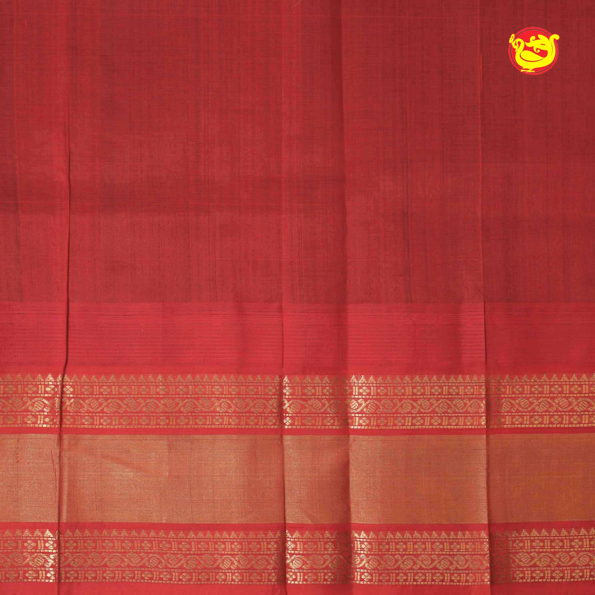 Bottle Green With Red Gold Zari Floral Buttas Pure Silk Cotton Saree - Thenianantham