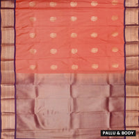 peach purple or wine-colored border and pallu Soft Silk Saree