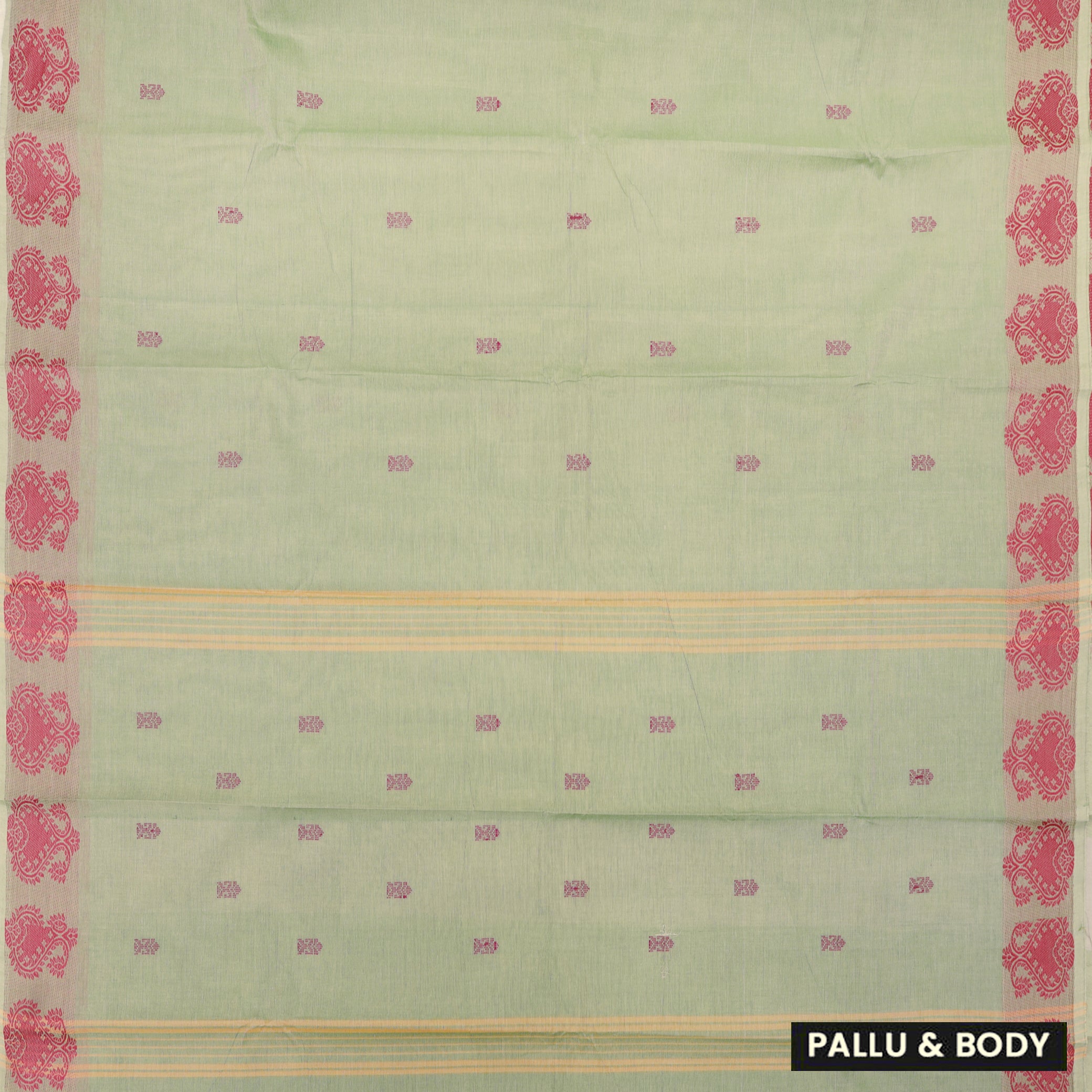 Olive  Green With Red Pure Chettinad Cotton  Saree without Blouse