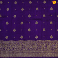 Dark Purple With Floral Motifs Copper Zari Khadi Banarasi Tussar Silk Saree - Thenianantham