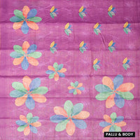 Lavender with Floral Design Trendy Tissue Fancy Saree