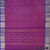 Magenta With Royal Blue Contrast Border Pure Cotton Saree