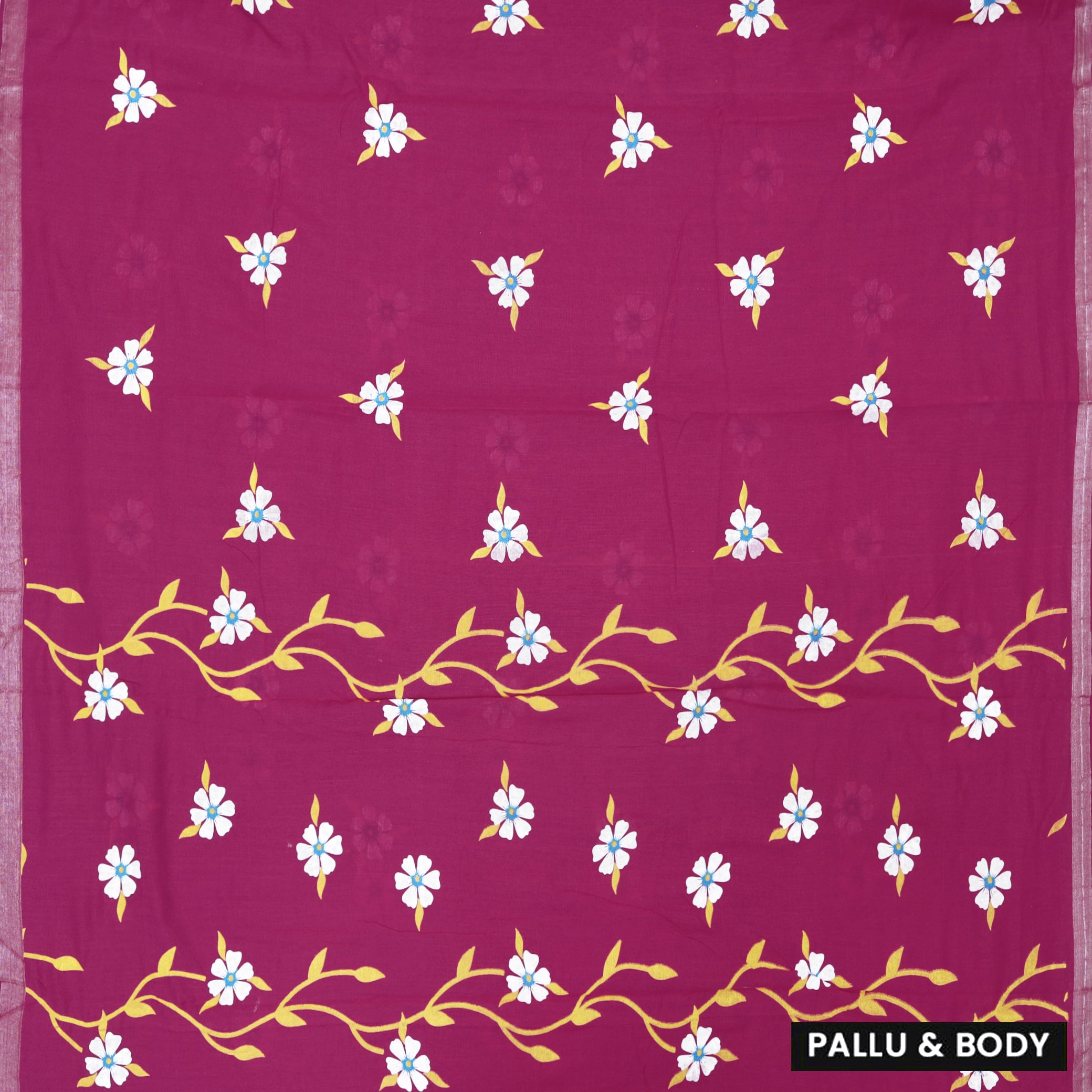 Dark Pink Linen Cotton Saree with Contrast Blouse