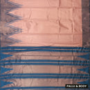 Copper with Dark Blue Gopuram Semi Silk saree