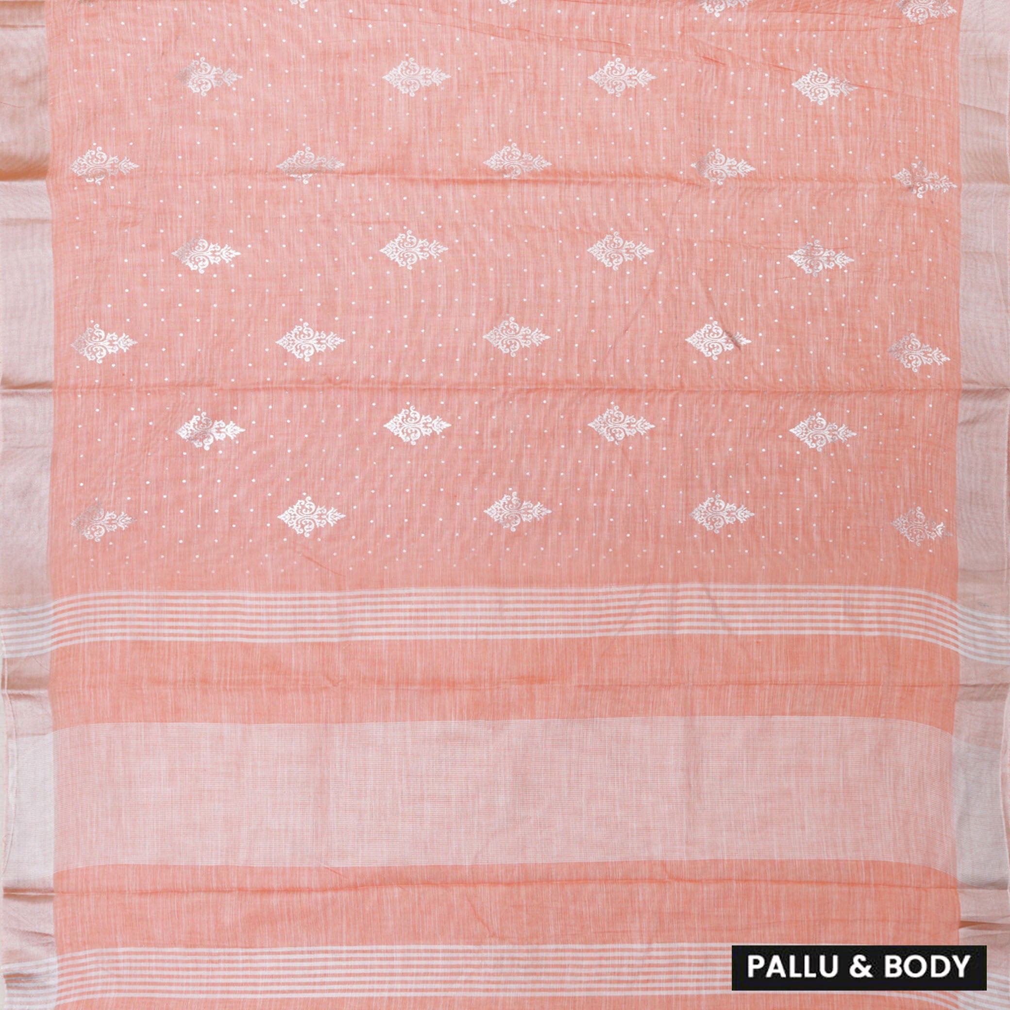 Peach Color Linen Cotton Saree