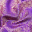 Violet with Traditional Circular Motifs in Gold Zari Border Wedding Silk Saree