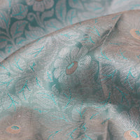 Sea-Green With Pink  Golden Zari Border Wedding Silk Saree