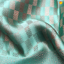 Teal Blue and Dark Peach With brocade weaves Gold and Sliver Zari Border Pure Kanjivaram Wedding Silk Saree - Thenianantham