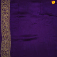 Dark Purple With Floral Motifs Copper Zari Khadi Banarasi Tussar Silk Saree - Thenianantham