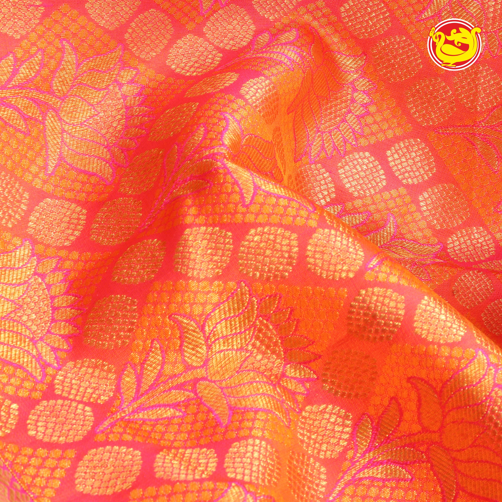 Orange with pink wedding silk saree
