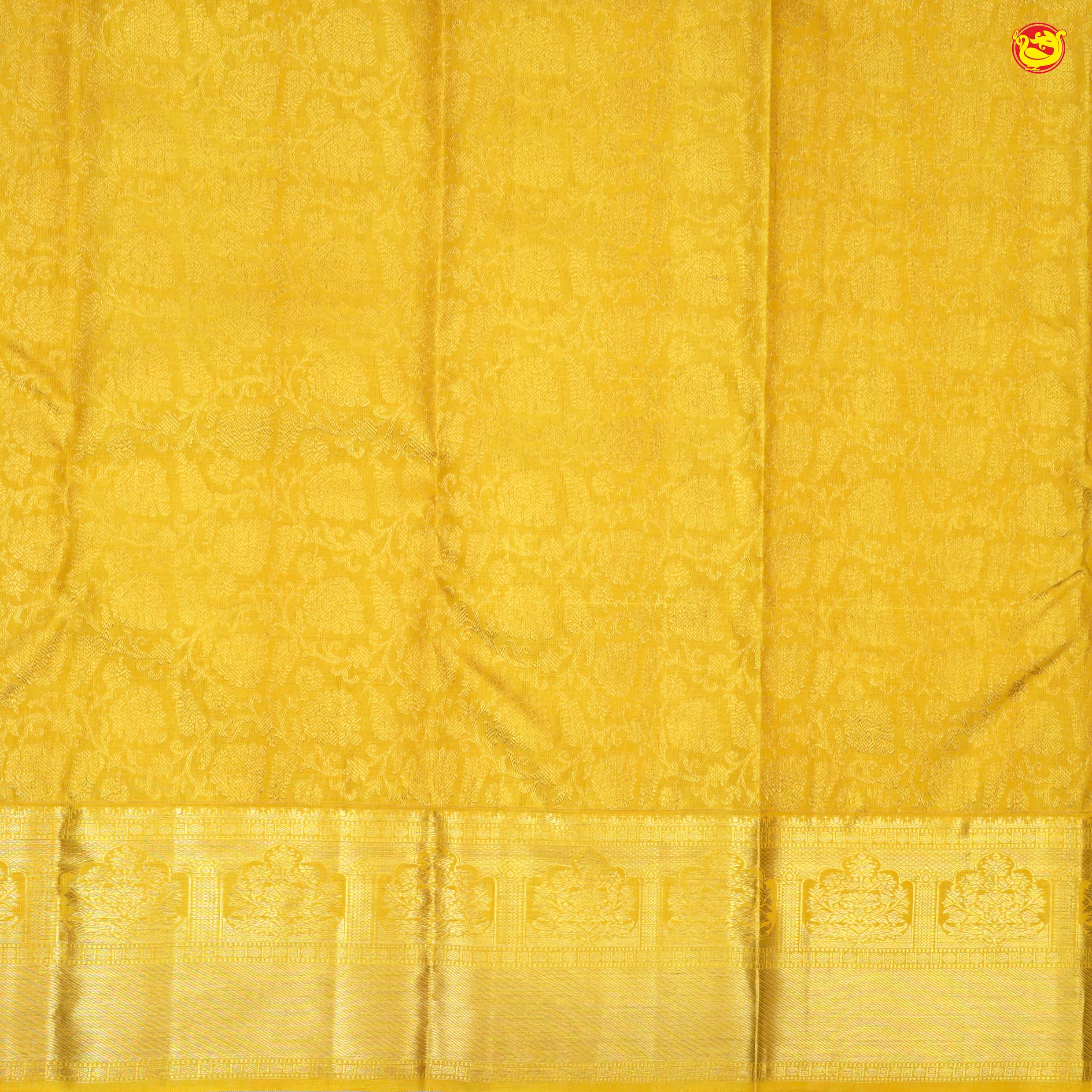 Yellow With Gold Zari Floral Design Pure Kanjivaram Subhalaya Wedding Silk Saree