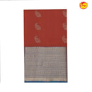 Brick orange with grey border soft silk saree