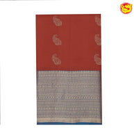 Brick orange with grey border soft silk saree