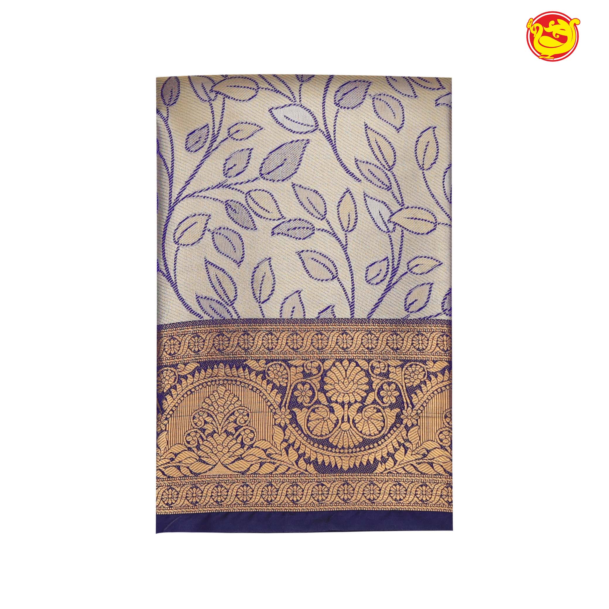 Gold with Honey Brown Floral Leaf's Tussar Silk Saree