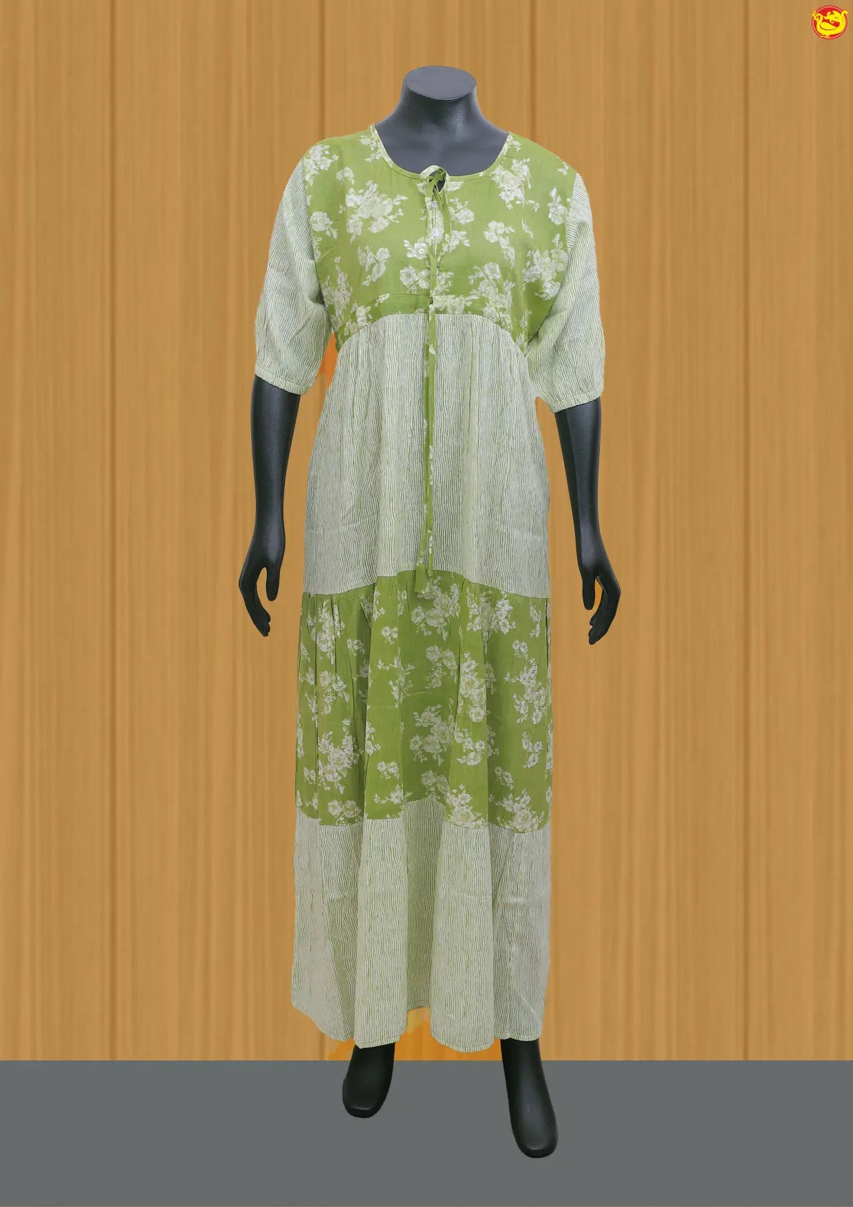 Mint Green with White Women’s Nighty - Thenianantham