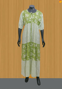 Mint Green with White Women’s Nighty - Thenianantham