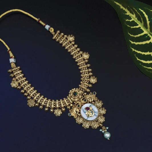 Antique necklace with stone work - Thenianantham