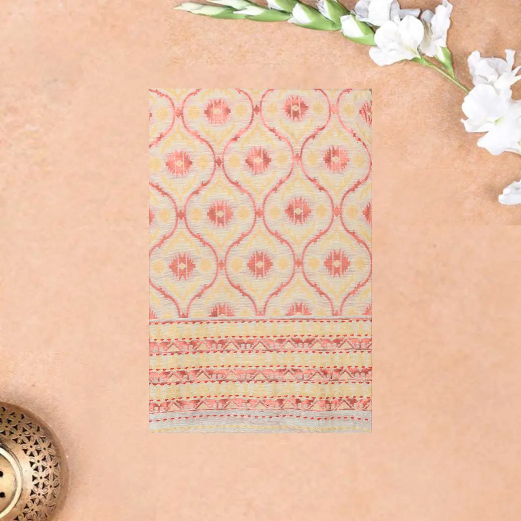Cream with Rich Red Ladies Cotton Chudithar Set Material