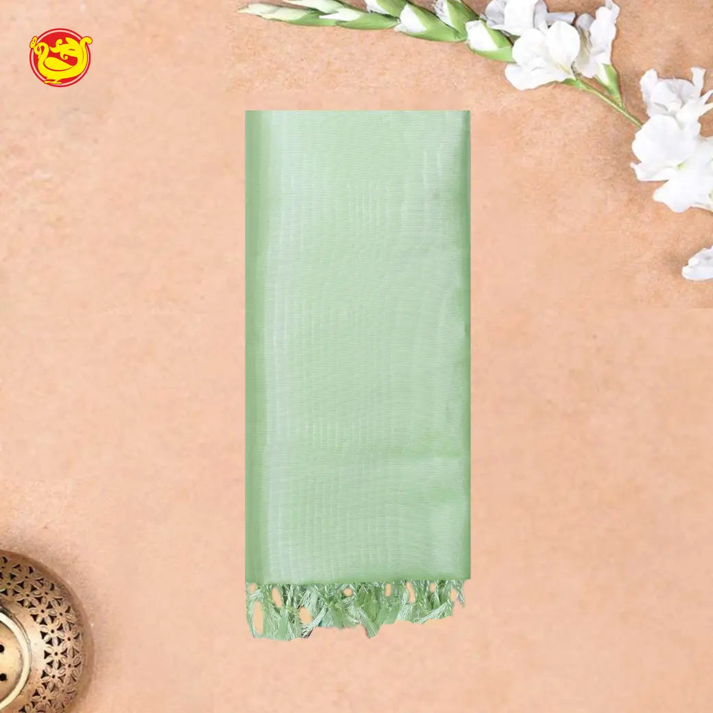 Pista Green Tissue Semi Silk Saree