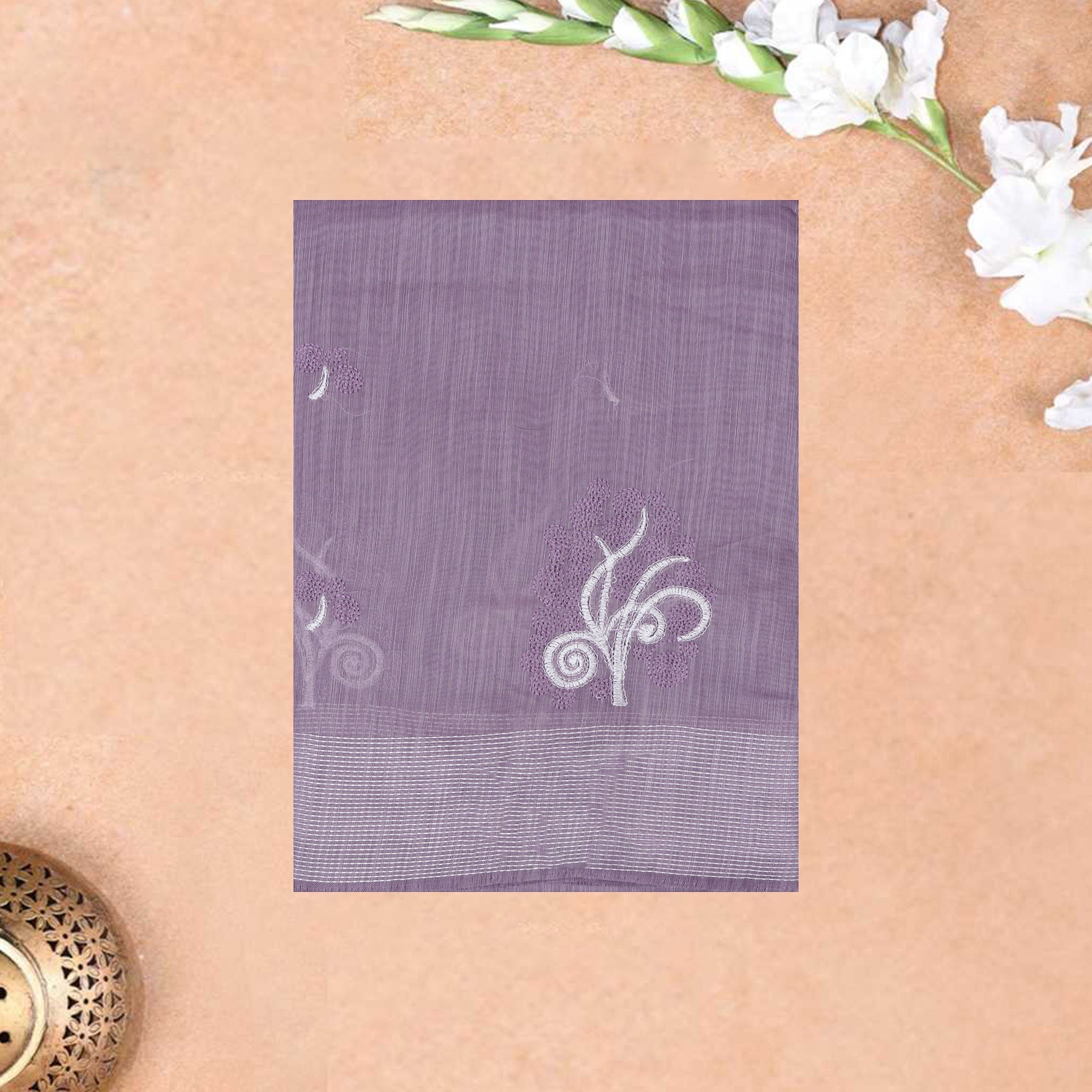 Light Purple Color Linen Cotton Saree