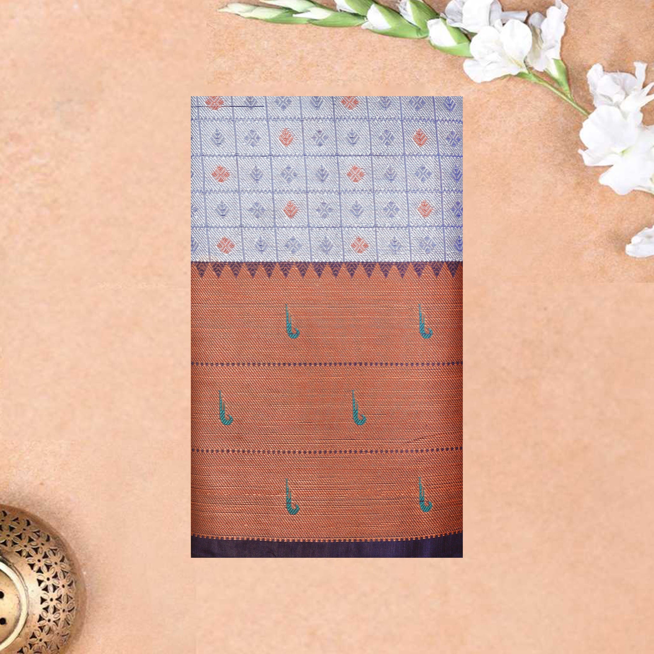Grey Colour Fancy Weaving Saree