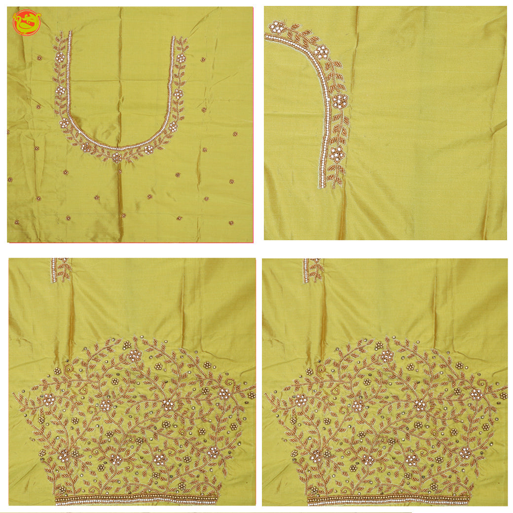 Lime Green Bridal Aariwork Blouse