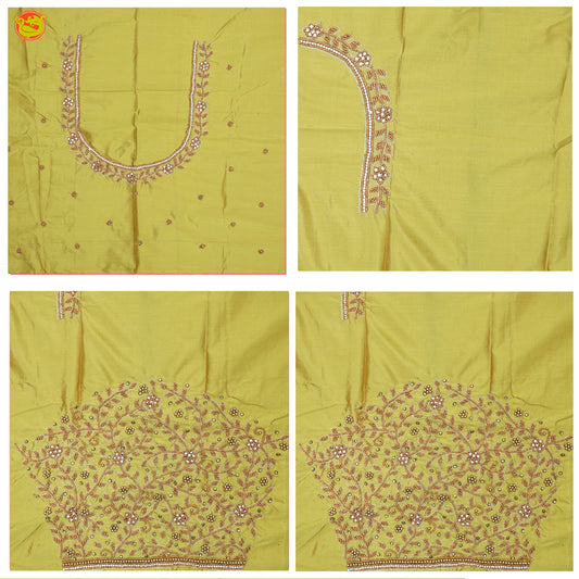 Lime Green Bridal Aariwork Blouse