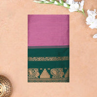 Pink With bottle Green Premium Quality Kalyani Cotton Saree