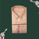 Tissue Silk  – Men’s Shirt & Dhoti Set Copper With Copper Zari Border