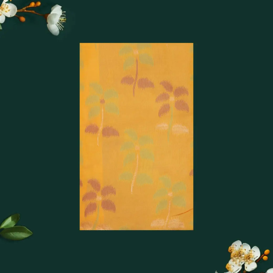Yellow With Red Pochampally Semi Ikat Silk Saree