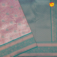 Lavender with Rama green Tissue Semi Silk Saree