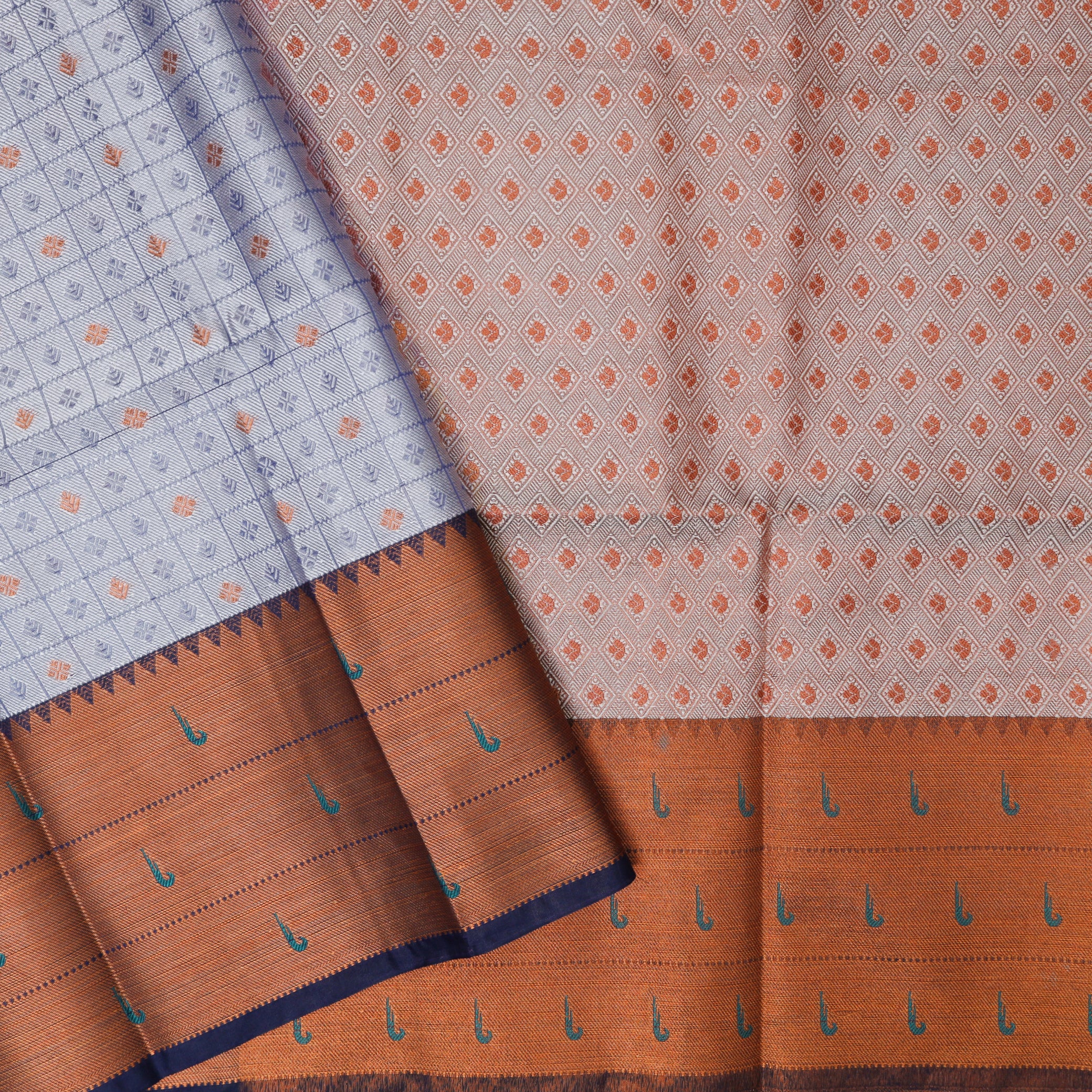 Grey Colour Fancy Weaving Saree