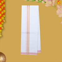 Light Pink With White Dhoti Readymade Shirt And Matching Border Dhoti Set for Men