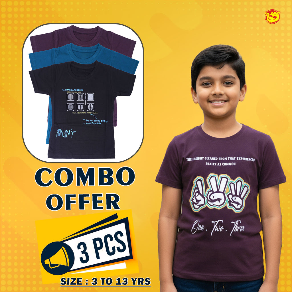 Boys 3 Pcs T-Shirt Combo