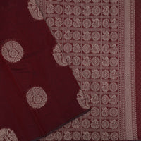Deep Reddish-Maroon With Sandal Zari  Silk Cotton Saree