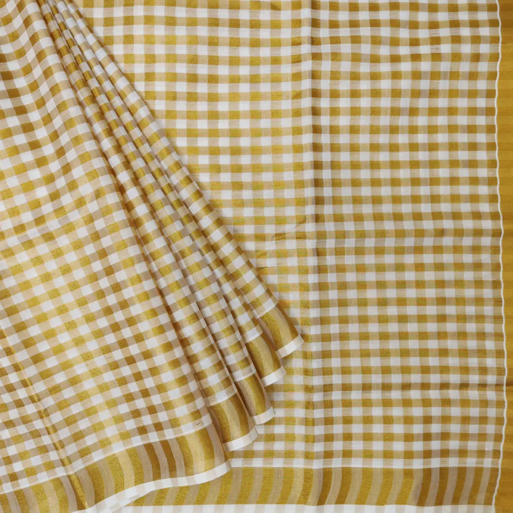Southloom Exclusive Onam Kerala Traditional Fancy Border  Big Checked Cotton Saree (Matching Plain Blouse Included)