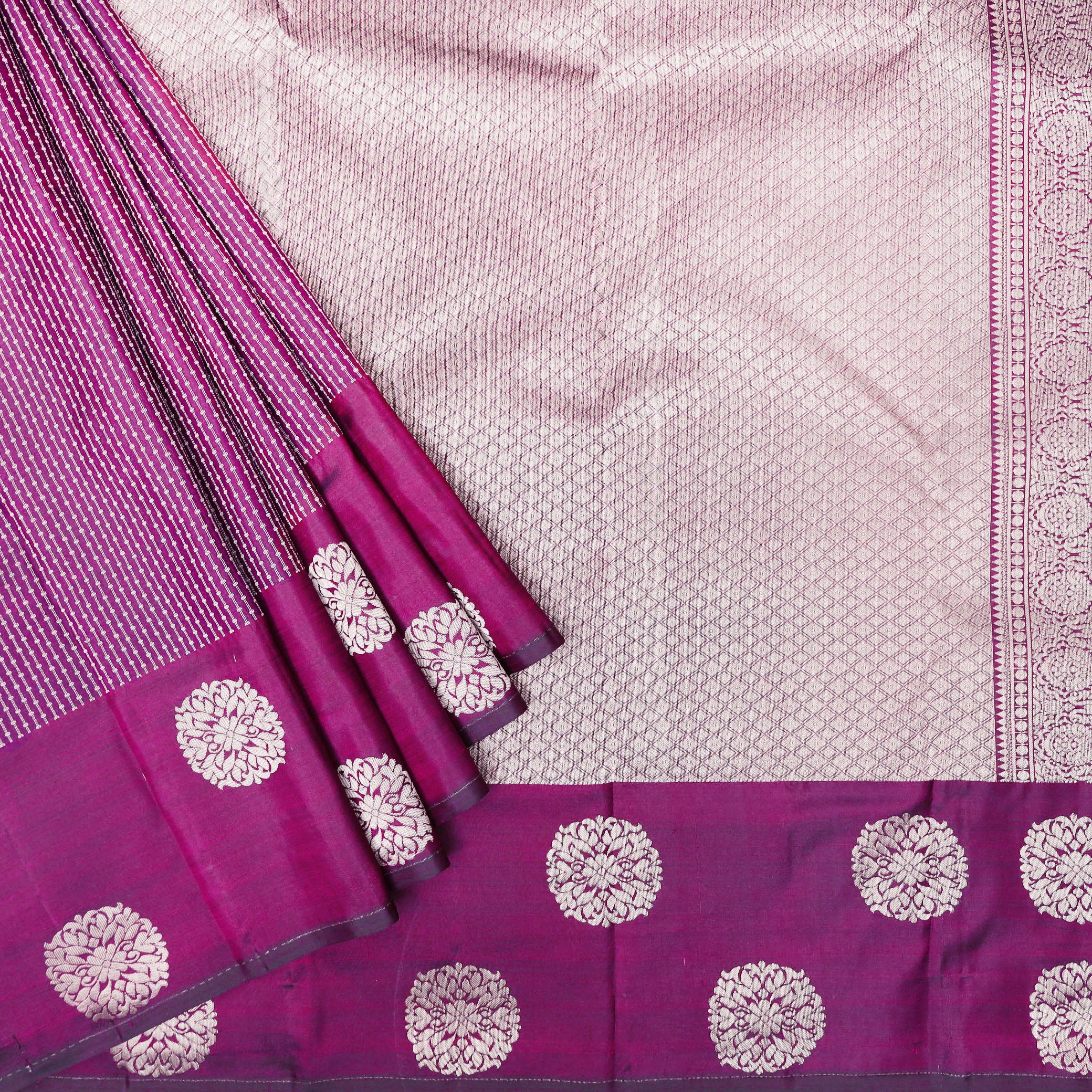 Dark Purple Color  Gold Zari Border Yuvana Semi Soft Silk Saree