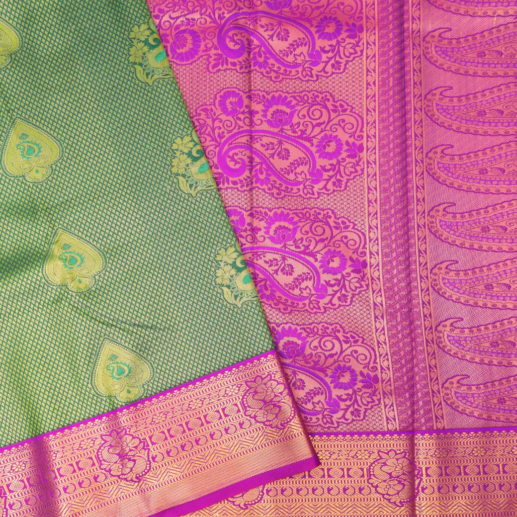 Green with Purple Art Silk Saree