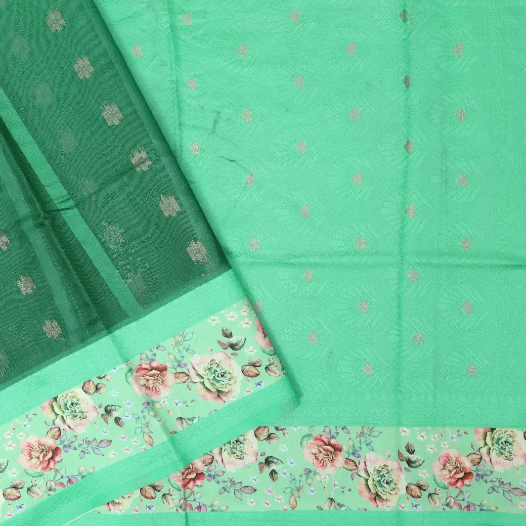 GREEN Semi Burberry Silk Saree