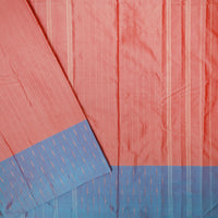 Coral Red with Blue Arani Silk Saree